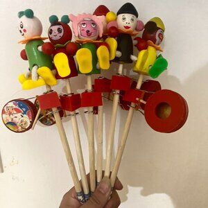 Handmade wooden hand drum toy